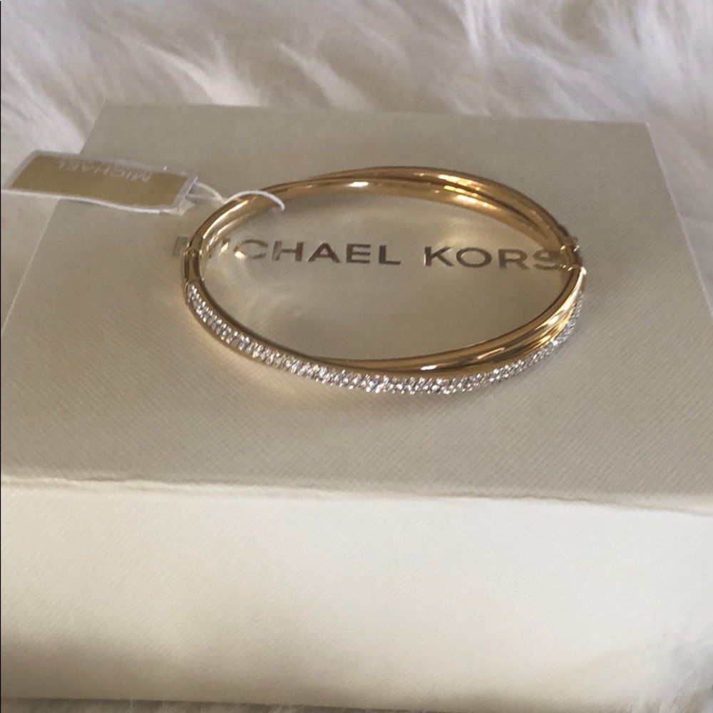 Michael Kors Cz hinged twisted Bangle Bracelet
